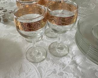 Vintage 24kt gold trim wine glasses