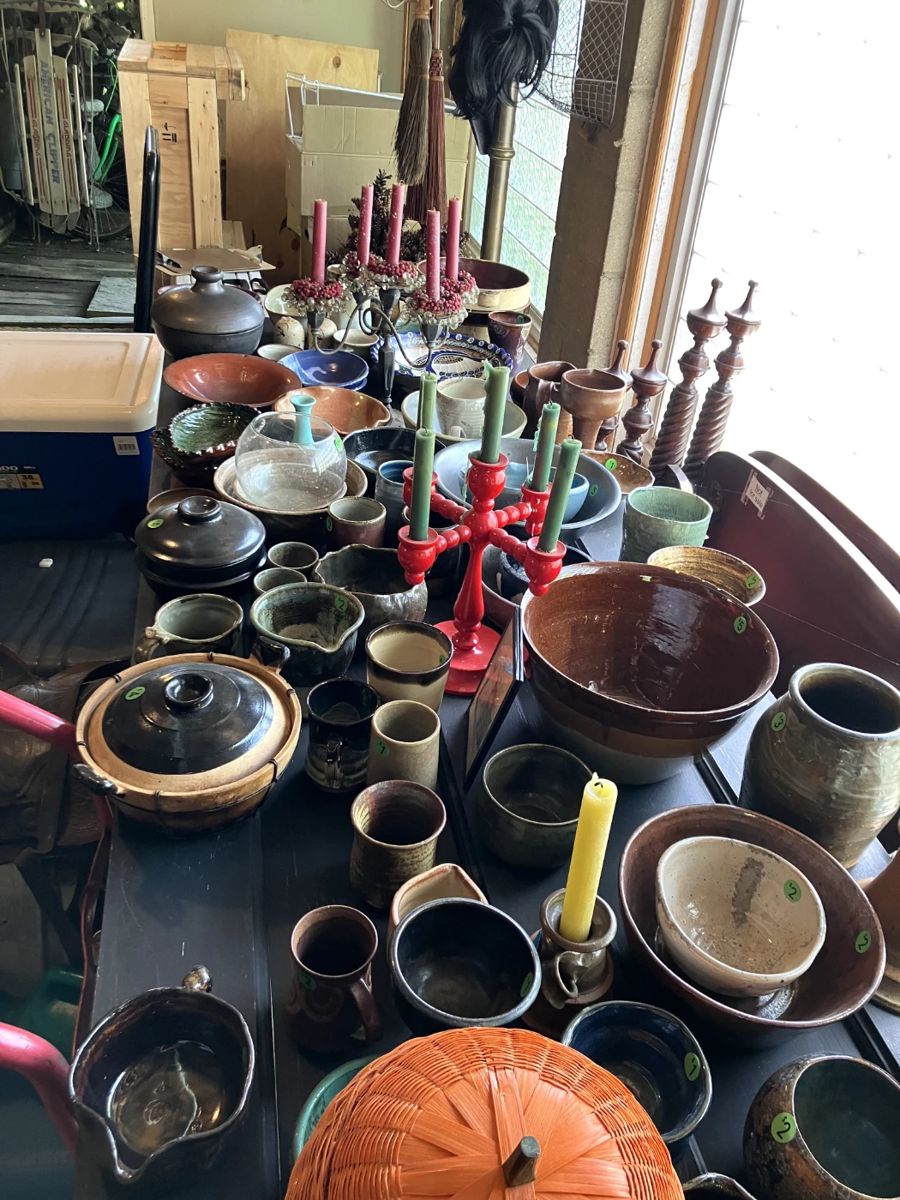 Huge table full of ceramics