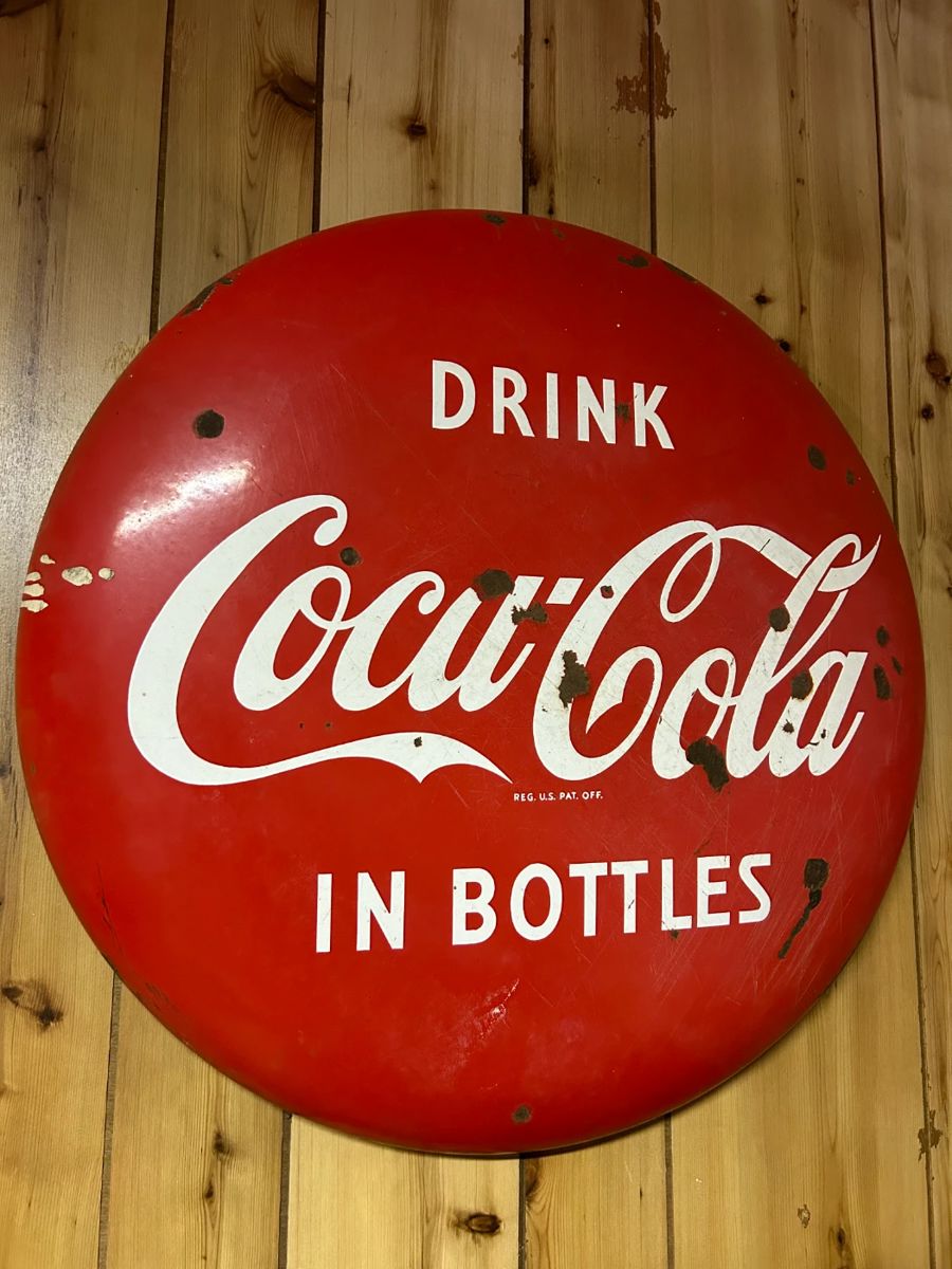 24" Tin Coke Button  Very good condition for it's age.  One of two!
