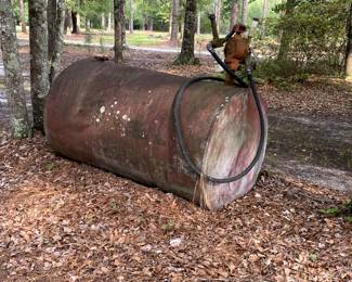 Manual pump gas tank.