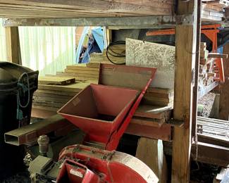 Wood Chipper.  Lumber.  Scaffolding.