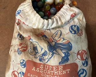 What a find in the back tool room!  An original bag full of vintage cat eye's and shooters!  WOW!!!