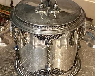 19th C. English silver biscuit jar