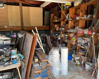 There are lots and lots of miscellaneous items in the garage. There are some power tools, as well as hand tools, but much more.
