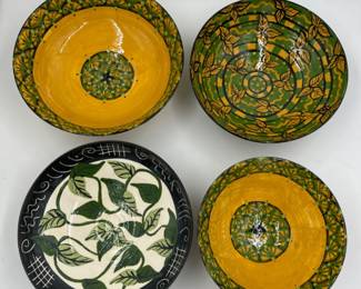 1990s Mary Saunders Art Pottery Bowls - Seattle Artist	
