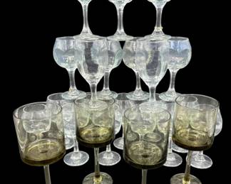 Libbey Chivalry Pebbled Hexagon Wine Glasses + Post Mod Studio Nova	