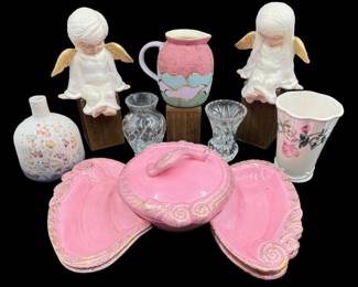 Pinky Pie - Vintage CA Pottery, Crystals Vase, & Decor	