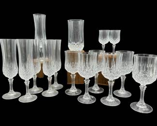 Cristal D'Arques Longchamp Fluted Champagne & Wine Glasses	
