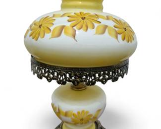 Vintage Hand Painted Yellow Daisy GWTW Electrified Oil Lamp	