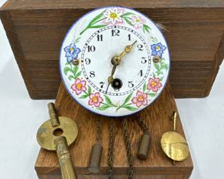Vintage Mini Porcelain Enamel Wall Clock -2 3/8"D	