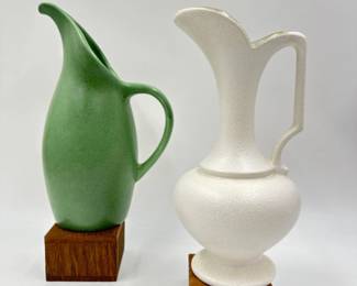 Vintage Green Royal Haeger & MCM White Haeger 10" Pitcher/Vases	