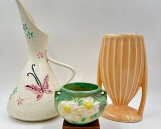 1940s & 1950s Ceramics - Roseville Peony Jardiniere - Hull Pitcher	