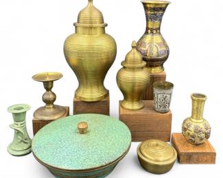 Vintage Boho Eclectic Brass Decor - Dore Solid Brass Ginger Jars	