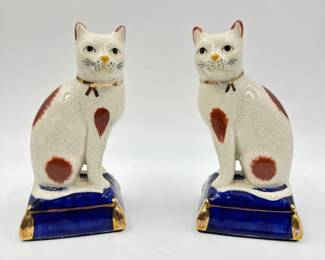 Vintage Fitz & Floyd Staffordshire Cat Bookends	