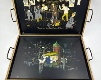 Nashco Hand Painted Serving Trays - Music Box Robles & Paul Denis	