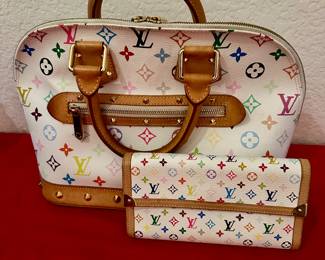 Louis Vuitton Logo Alma Multicolor Logo on white leather (Authentication Pending)