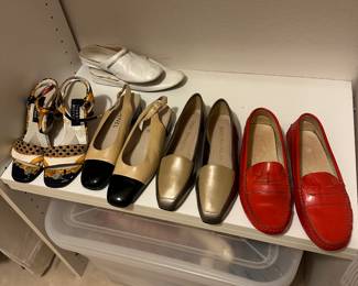 Shoes including&nbsp;Chanel, Burberrys, Escada, &nbsp;St. John, Ferragamo, Stuart Weitzman, Bruno Magli, Manolo Blank, Enzo, Hazel.