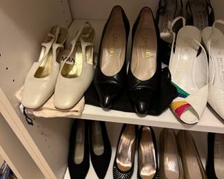 Shoes including&nbsp;Chanel, Burberrys, Escada, &nbsp;St. John, Ferragamo, Stuart Weitzman, Bruno Magli, Manolo Blank, Enzo, Hazel.