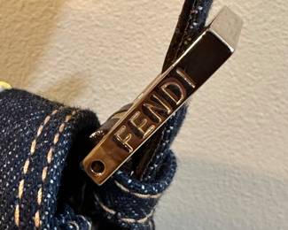 Fendi Embroidered Denim Baguette Bag&nbsp;&nbsp;(Authenticated)