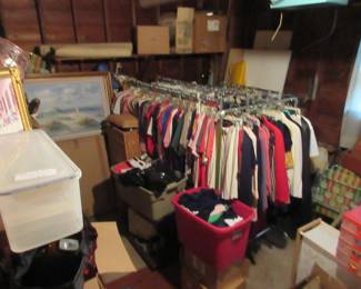 More racks of clothing - gently used,paintings and so much more