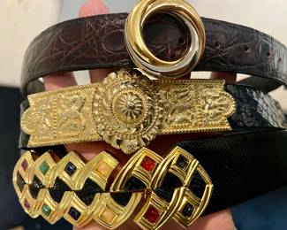 Cartier belt and two Judith Leiber belts