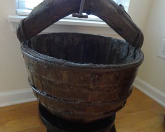 19th C Elmwood Round Water Pot