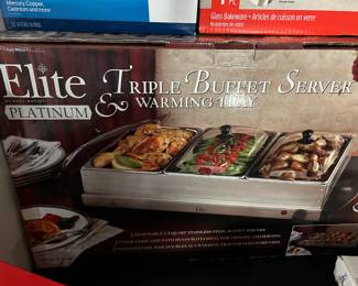 Triple buffet serving and warming trayv