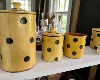 ANTIQUE RED CLAY CANISTERS