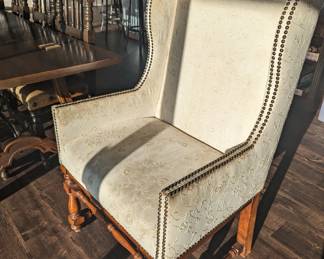 Chair. Solid. Needs new fabric or paint it for fun.