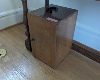 Microscope, box of slides available, extra lenses included.