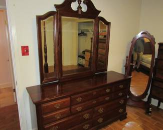 Cherry dresser with bat-wing mirrors
