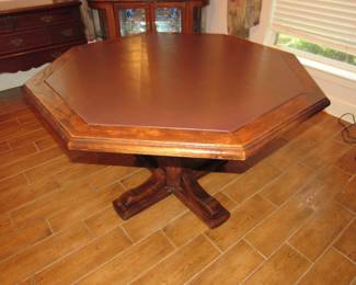Leather top & oak game table