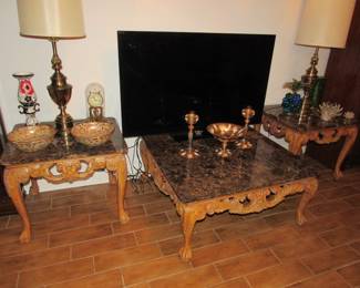 Marble topped carved furniture