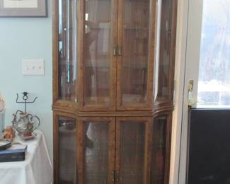 1979 burled walnut curio cabinet American Furniture Co.