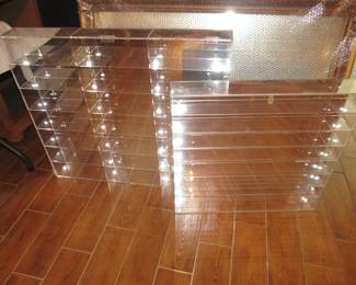 Mirror backed plexiglass display shelves