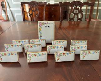 Limoges porcelain menu and place tags