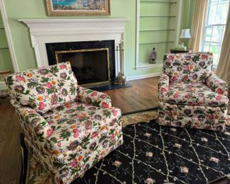 Pair Baker floral lounge chairs                                                   31"h x 31"w x 36"d 
