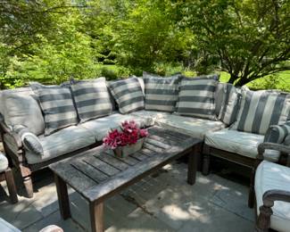 Pottery Barn teak sectional & lounge chairs                                   (needs TLC)