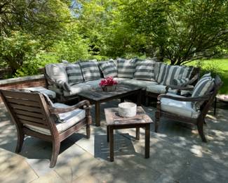 Pottery Barn teak sectional & lounge chairs                                   (needs TLC)  