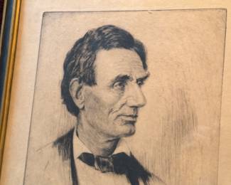 Helen Dunlop etching of Lincoln