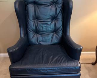 Leather wing chair & ottoman