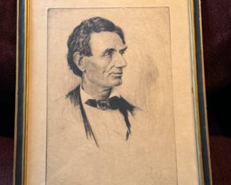 Helen Dunlop etching of Lincoln