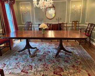 Maitland-Smith dining table & 8 Chippendale-style chairs
