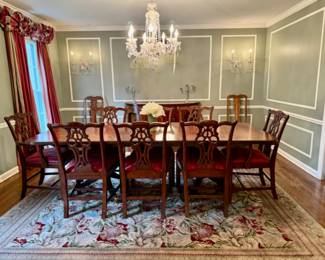 Maitland-Smith dining table & 8 Chippendale-style chairs