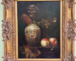 still life with vase 22.5"h x 19"w framed 