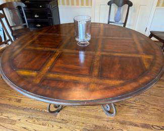 Round dining table with metal base