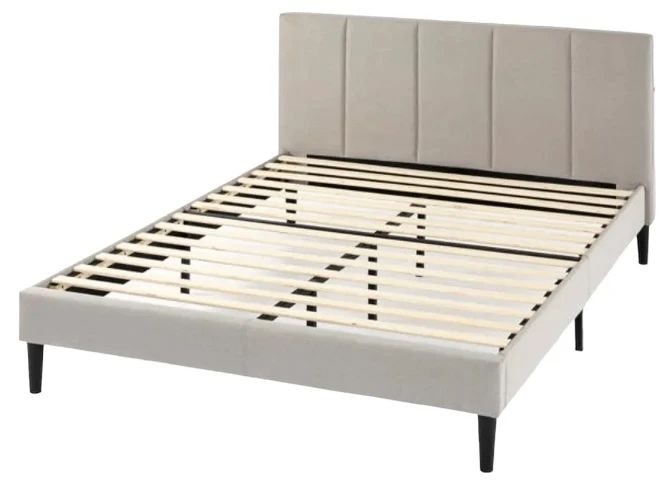 Beige Upholstered King Size Bed