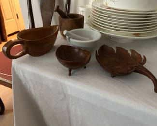 Collection of Hand Carved Wooden Bowls
