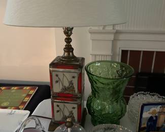 Great Hand Painted lamp and Glassware