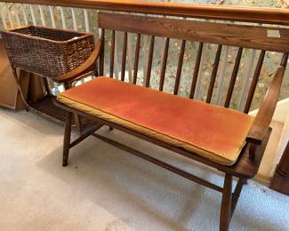 Great Wooden Bench and Wicker Planter